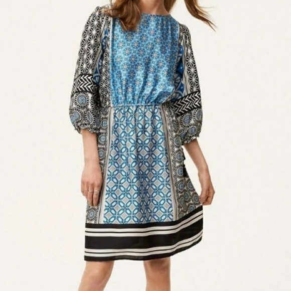 LOFT MEDALLION BLOUSON BOHO DRESS SIZE: LP - Picture 1 of 14